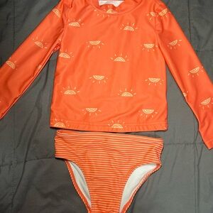 Carter’s Just One You 2-Piece Rashguard Swimsuit Toddler Girls 3T Orange NWOT